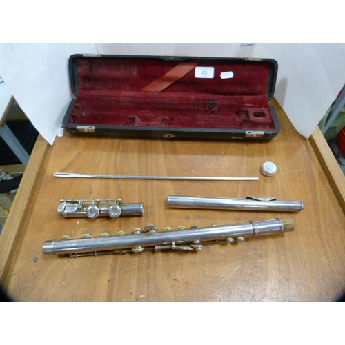 63 - Kohlert flute, in fitted case.