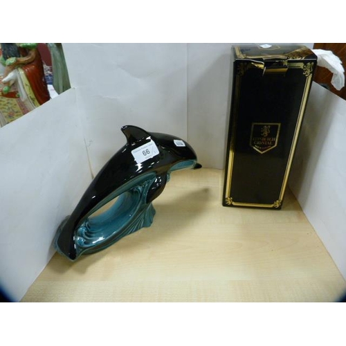 66 - Edinburgh Crystal decanter, boxed, and a Poole figure of a dolphin.