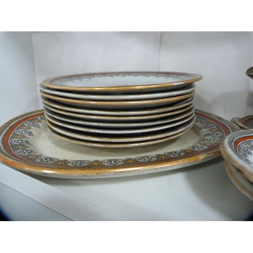 98 - J & MP Bell 'Bracelet' pattern Victorian part dinner set (two shelves).