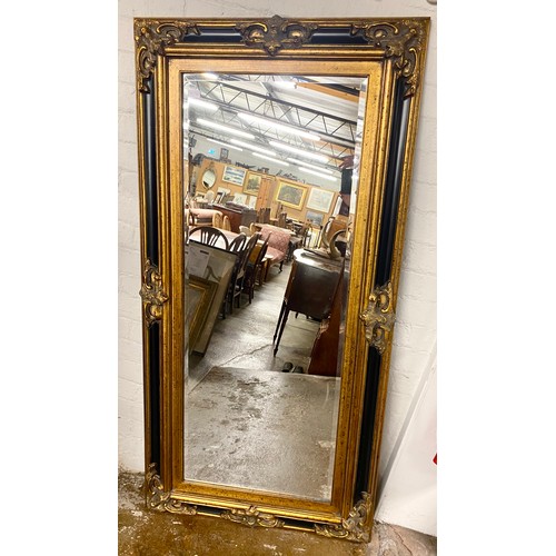 557A - Large ornate gilt framed mirror, 147cm x 57.5cm (180cm x 90cm)