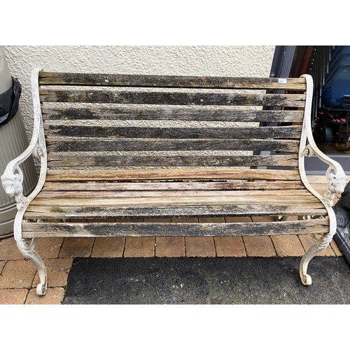 496 - Metal framed garden bench, 125 cm