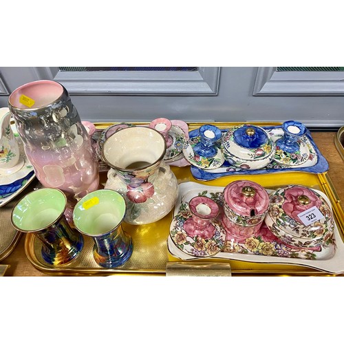 323 - Quantity of Maling lustreware to vases, sugar bowls, etc