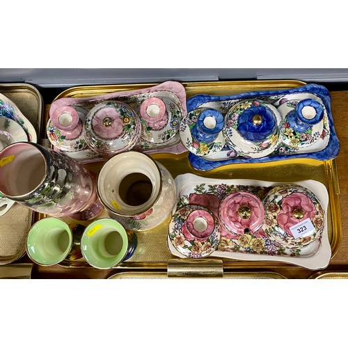 323 - Quantity of Maling lustreware to vases, sugar bowls, etc