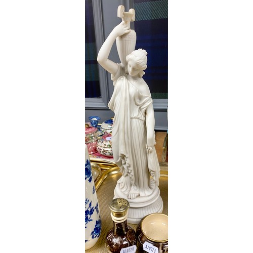 321 - Classical lady bust, small vases, framed picture, etc