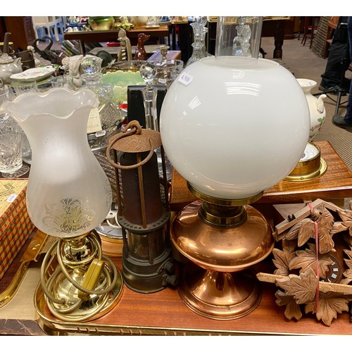 280 - Brass lamp, copper lamp, cuckoo clock, etc