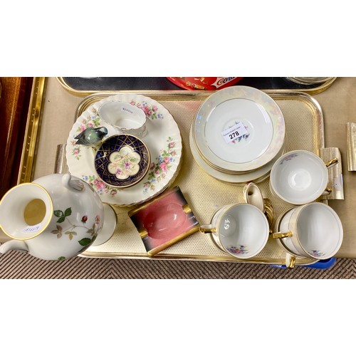 278 - Wedgwood twin-handled vase, Rouge Royale ashtray, assorted teaware, etc