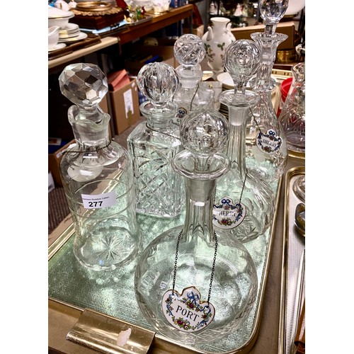 277 - Six crystal decanters with labels (6)