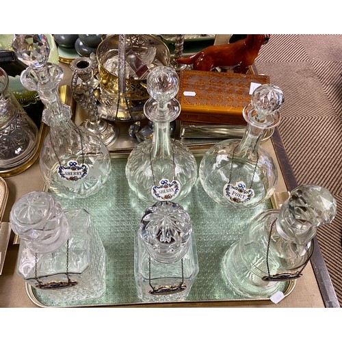 277 - Six crystal decanters with labels (6)