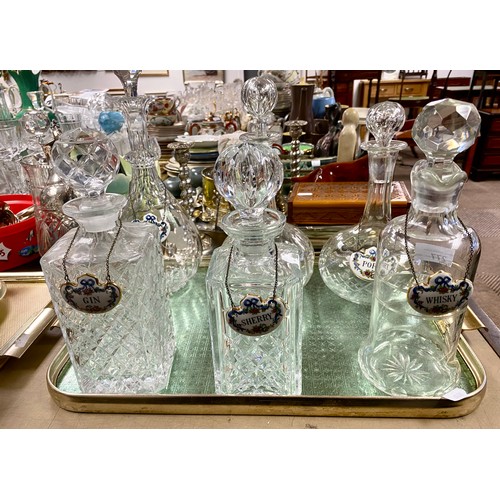 277 - Six crystal decanters with labels (6)