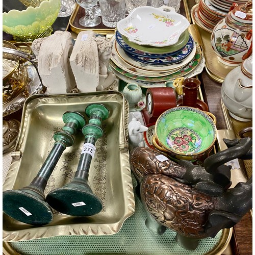 275 - Various decorative plates, animal figures, candle holders, etc