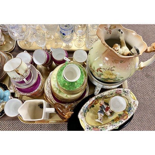 272 - Assorted teaware, dishes, Johnnie Walker jug, etc