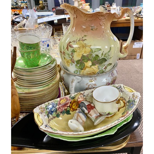 272 - Assorted teaware, dishes, Johnnie Walker jug, etc