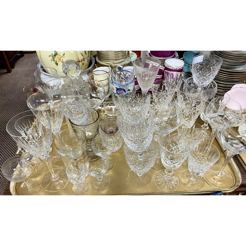 271 - Large assortment of glassware to include wine glasses, various crystal glasses, etc