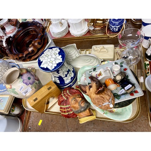 247 - Decorative items to include Maling vase, Lurpak toast rack, a butter dish, oriental hardwood stand e... 