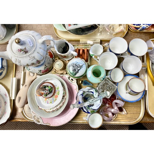 246 - Decorative ceramics to include Royal Doulton coffee set , teapot , glass posy basket etc.