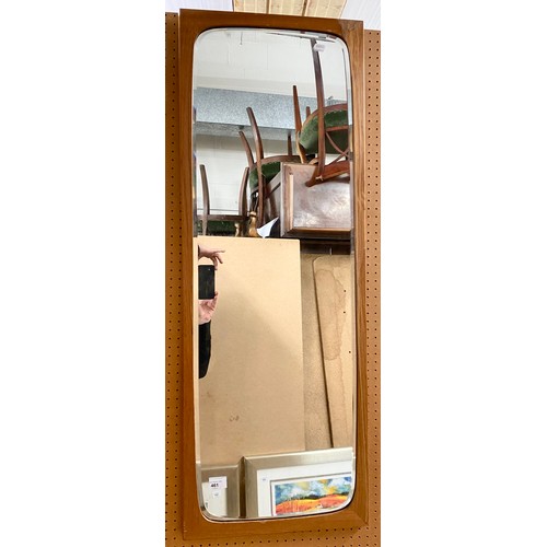 461 - Teak framed rectangular mirror, 110cm x 37.5cm (116cm x 42cm)