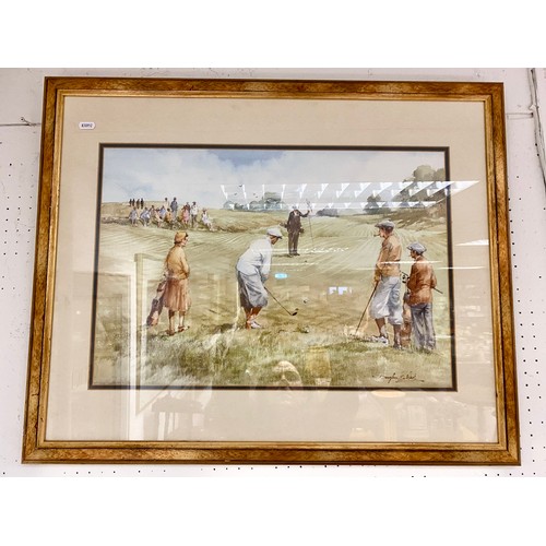 415 - Curling print (73 x 52 cm including frame), Golf print (79 x 55 cm including frame) (2)