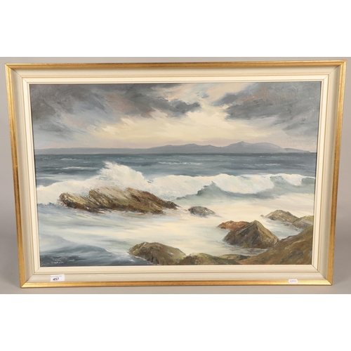 457 - H M Craig , seascape , oil on board, 49.5cm x 70cm