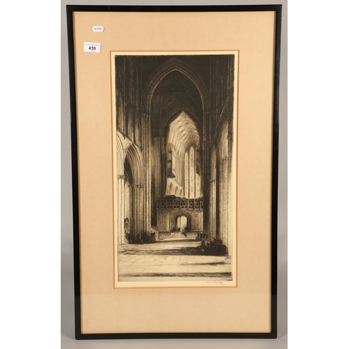 459 - Frederick Farrell (1882 - 1935), 'Glasgow Cathedral', signed etching, 56.5cm x 29.5cm (79cm x 49cm)