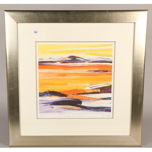 463 - Pat Kramek, 'Orange Sea, Balmaha', framed print, 40cm x 40cm (71cm x 71cm) 22/195