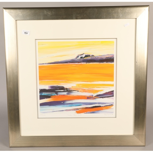 464 - Pat Kramek, 'Yellow Sky, Bute', signed framed print, 40cm x 40cm (71cm x 71cm), 27/195