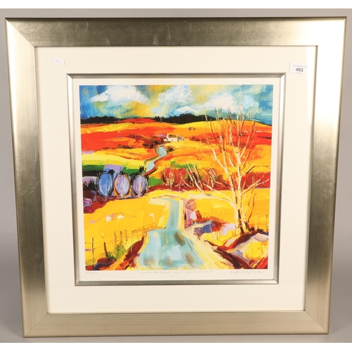 465 - Judith I Bridgland, 'Winding Road near Tighnabruaich', signed framed print, 46cm x 46cm (74cm x 74cm... 