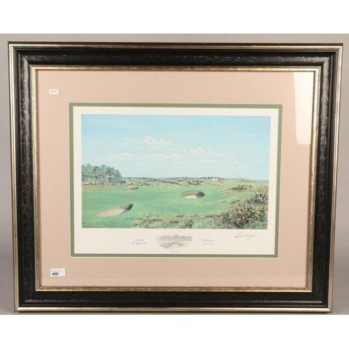 466 - Bill Waugh, 'The Fifteenth Hole, Carnoustie', signed framed print, 39cm x 53cm (68.5cm x 82.5cm)