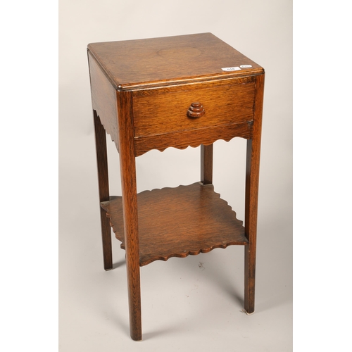 518 - 1940s oak bedside cabinet with fitted drawer, 67 cm high