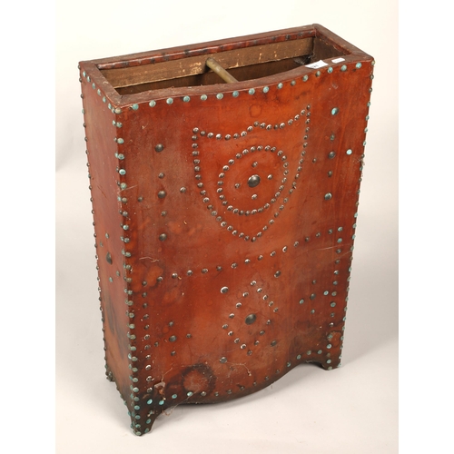 521 - Leather studded stick stand, 74 cm high 