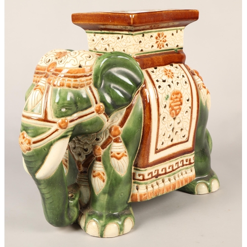 537 - Elephant pottery plant stand,43 cm high