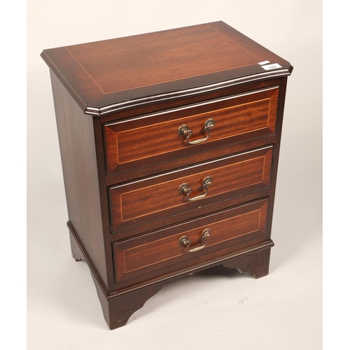 544 - Three drawer mahogany cabinet, 59 cm high