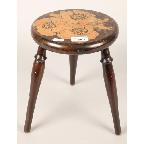 545 - Milking stool with painted top