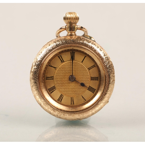 105 - 14 ct gold ladies pocket watch, 21g