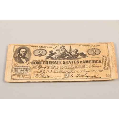 106 - Confederate $2 note, dated 1862