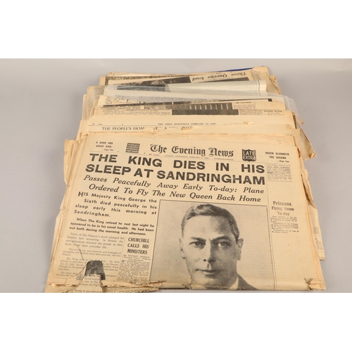 379 - Vintage newspapers including The Evening News Feb 6 1952 marking the death of King George ... 