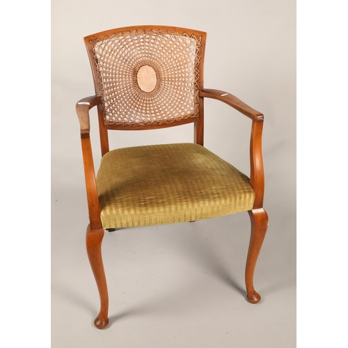 584 - Bergere open armchair with green upholstery