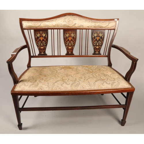 587 - Edwardian inlaid two seater settee.