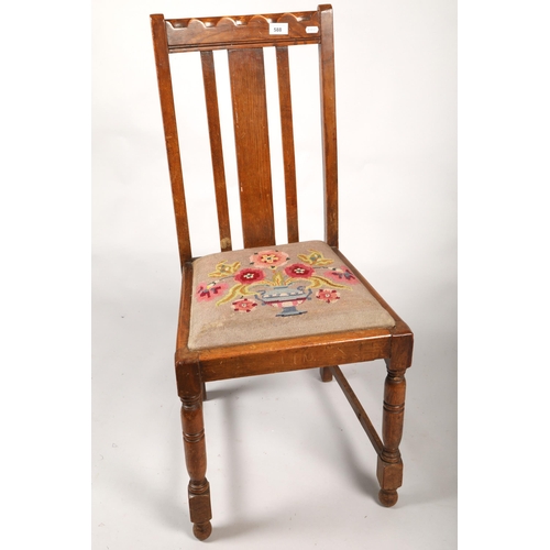 588 - Oak dining chair with floral upholstery