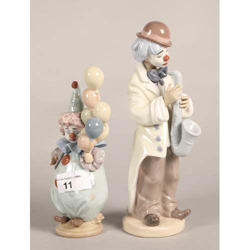 11 - Two Lladro clowns, tallest  24 cm high (2)