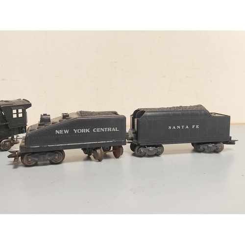 150 - Marx. 0 gauge electric die-cast 4-6-2 locomotive with New York Central and Santa Fe tenders. (3)... 