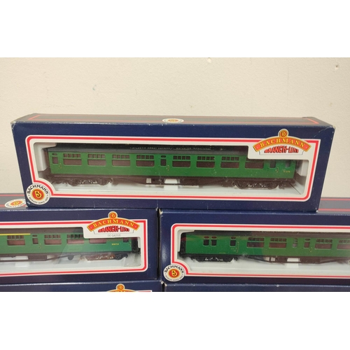 164 - Bachmann Branchline. Seven boxed 00 gauge 63' carriages to include two 63' Bulleid Corridor Open Bra... 