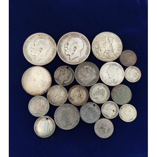 323 - Collection of British and World silver coins to include an 1885 Victoria four pence, 1842 shilling, ... 