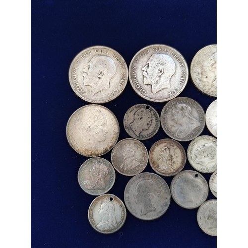 323 - Collection of British and World silver coins to include an 1885 Victoria four pence, 1842 shilling, ... 