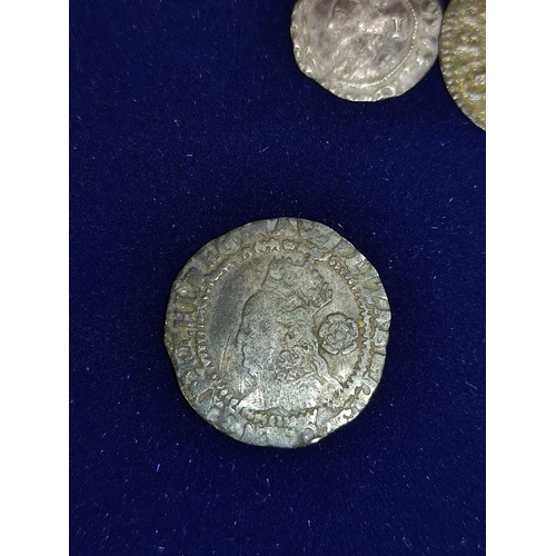 321 - Hammered coinage to include an Elizabeth I threepence dated 1568, a Charles I halfpenny S.2846, and ... 