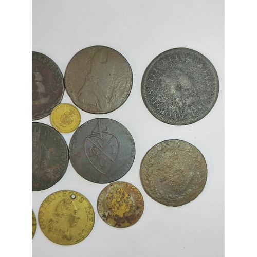 331 - Tokens. Lot to include seven communion tokens dated 1843 issued by Lockerbie Free Church, a 1791 Liv... 