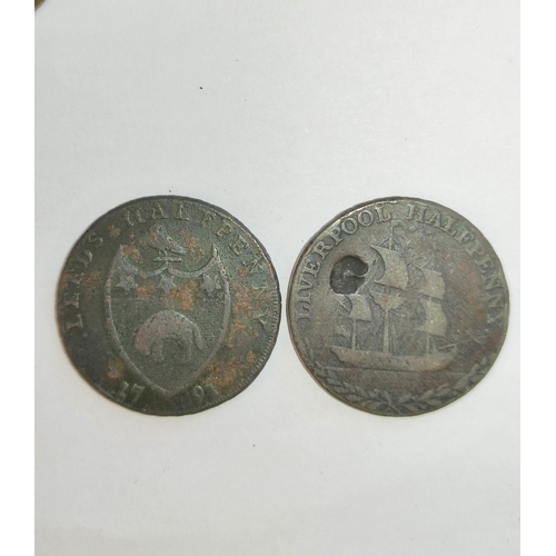 331 - Tokens. Lot to include seven communion tokens dated 1843 issued by Lockerbie Free Church, a 1791 Liv... 