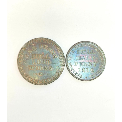 332 - 1812 Hull Lead Works I.K Picard penny token and a similar halfpenny token. (2)