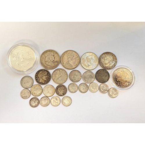 333 - Collection of British and World silver coins to include an 1909 USA 25c, 1947 Philippines 50 centavo... 