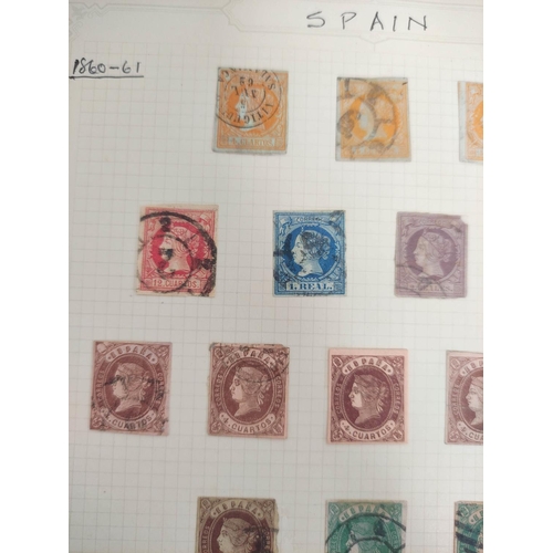 392 - Two folders of early Spanish postage stamps many 1850s imperforated and later issues. To include an ... 