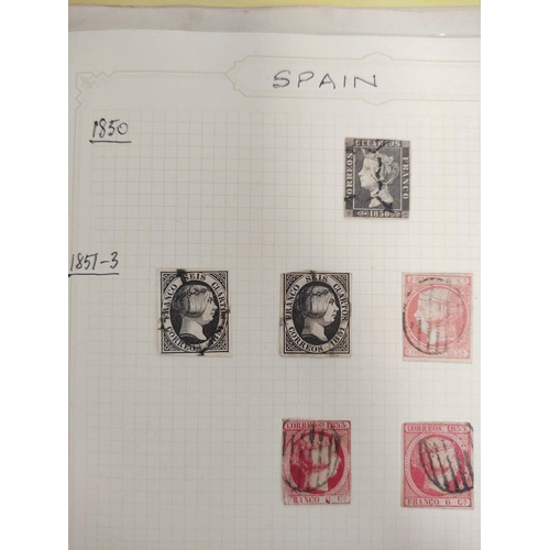 392 - Two folders of early Spanish postage stamps many 1850s imperforated and later issues. To include an ... 